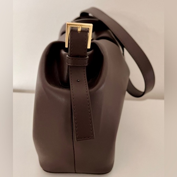Themoirè Lara Pleated Adjustable Shoulder Bag Ebony Made in Italy, like new - Picture 6 of 8